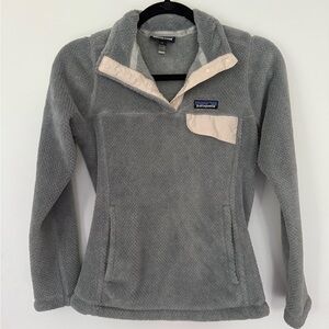 Patagonia Re-Tool Snap-T Fleece Pullover Womens XS Gray Cream Sweater